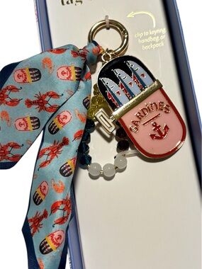Sardines Blue Red Pink Accent Bag Charm and Key Clip